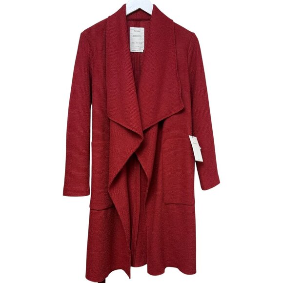 Bershka Womens Coat Size Small Red Wool Blend Waterfall Collar NWT - Picture 1 of 12